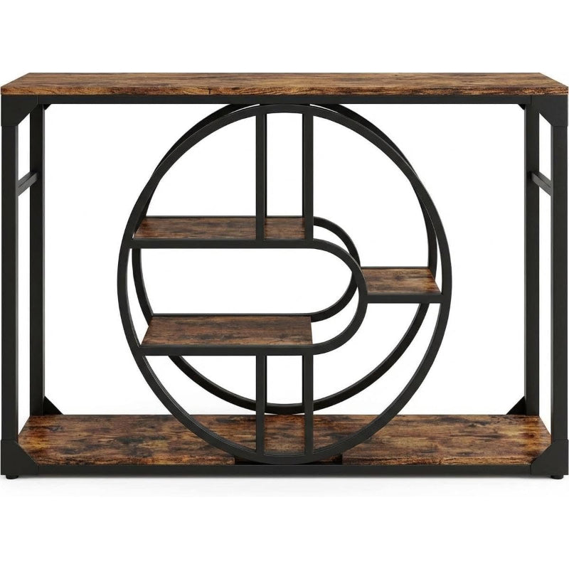 5-Tier Rustic O-Shaped Console Table