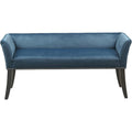 Park Blue Nailhead Trim Bench with Back, 49.5"W