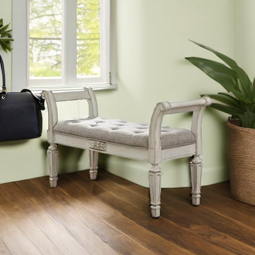 by Ashley Realyn Antique White Bench