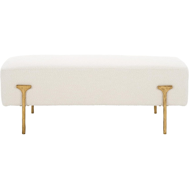 Ivory Boucle Brass Bench