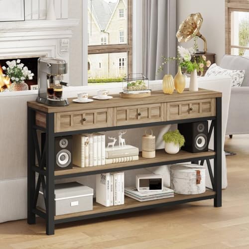 Rustic Oak Console Table & Bookshelf