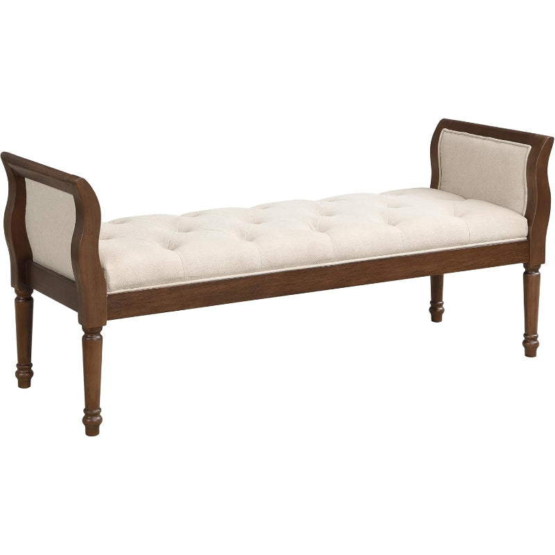 Knight Home Beige Curved Arm Upholstered Bench