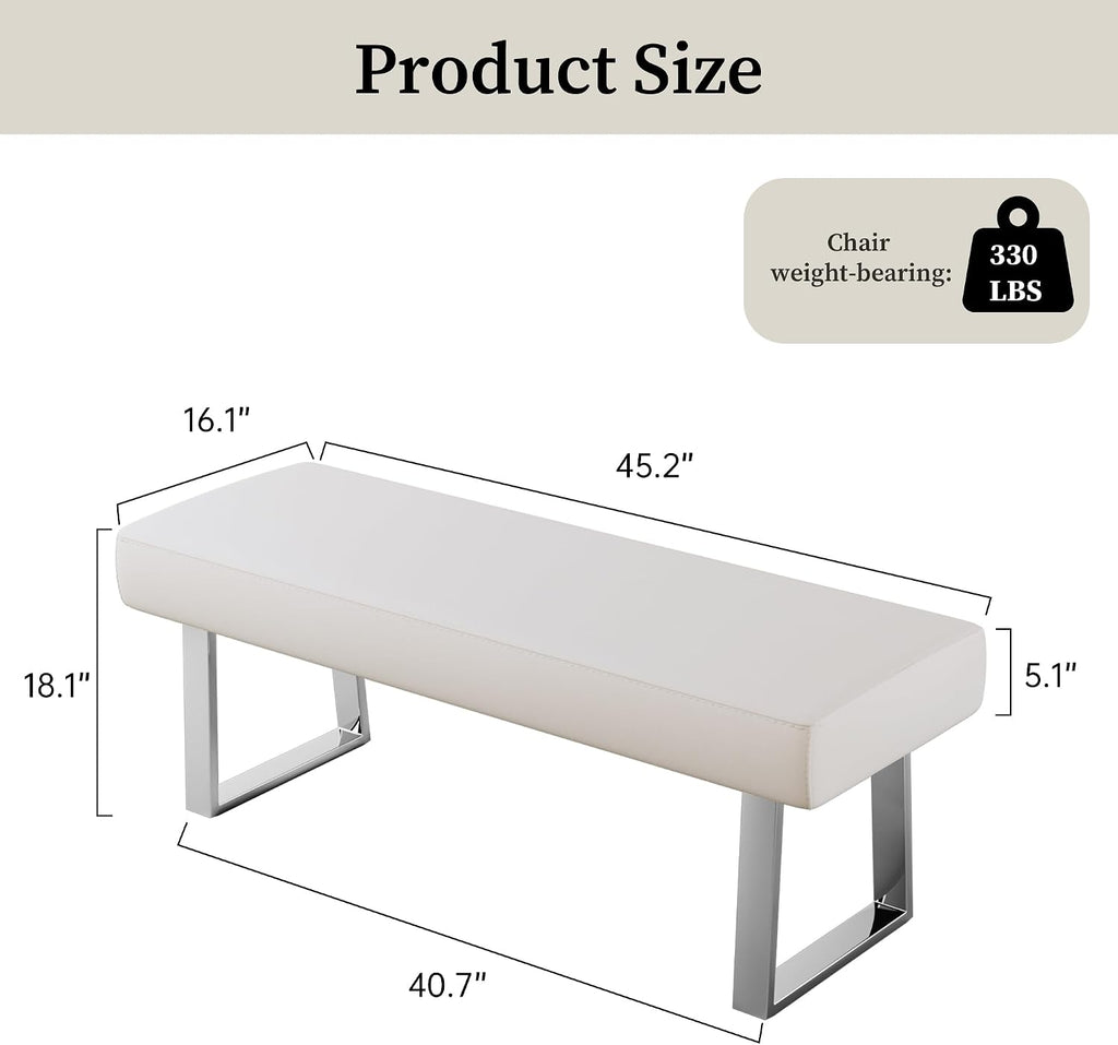 45.3" PU Leather Bench with Metal Legs
