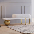 47.2" Boucle Bench with Abstract Metal Legs