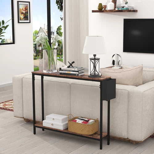 39.4" 2-Tier Rustic Console Table