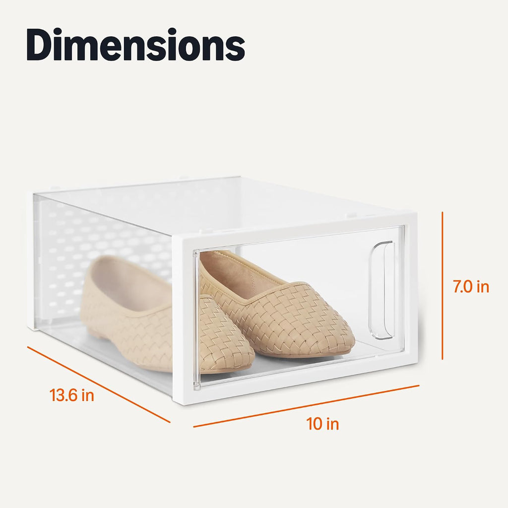 Clear Stackable Foldable Shoe Boxes,12-Pack