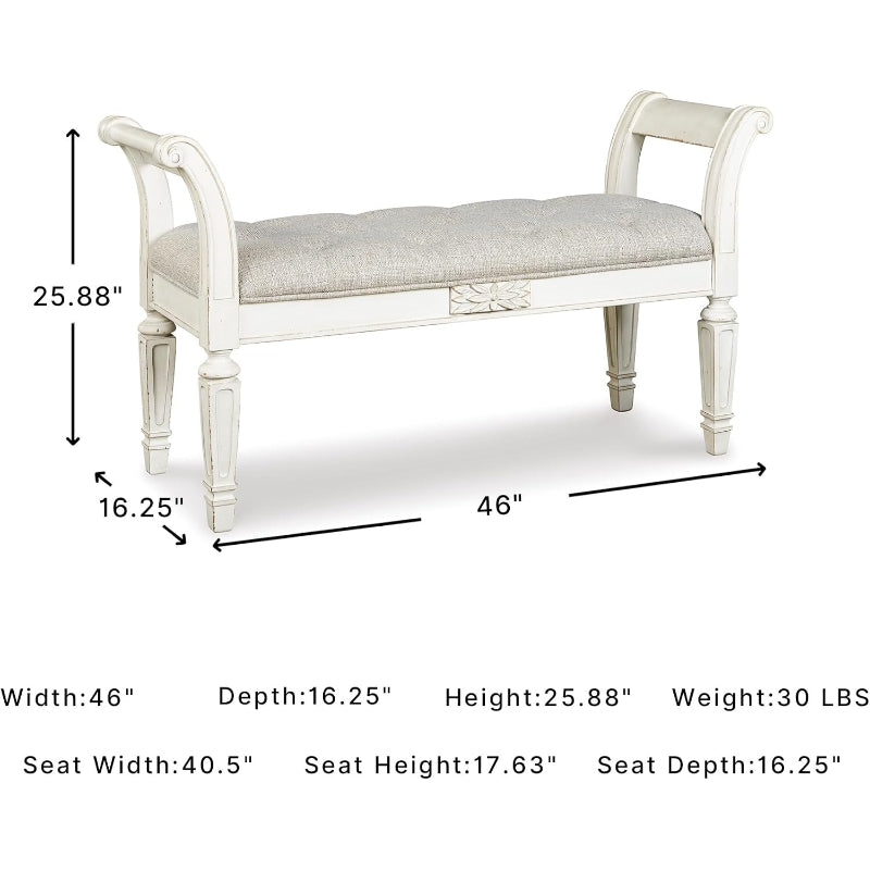 by Ashley Realyn Antique White Bench