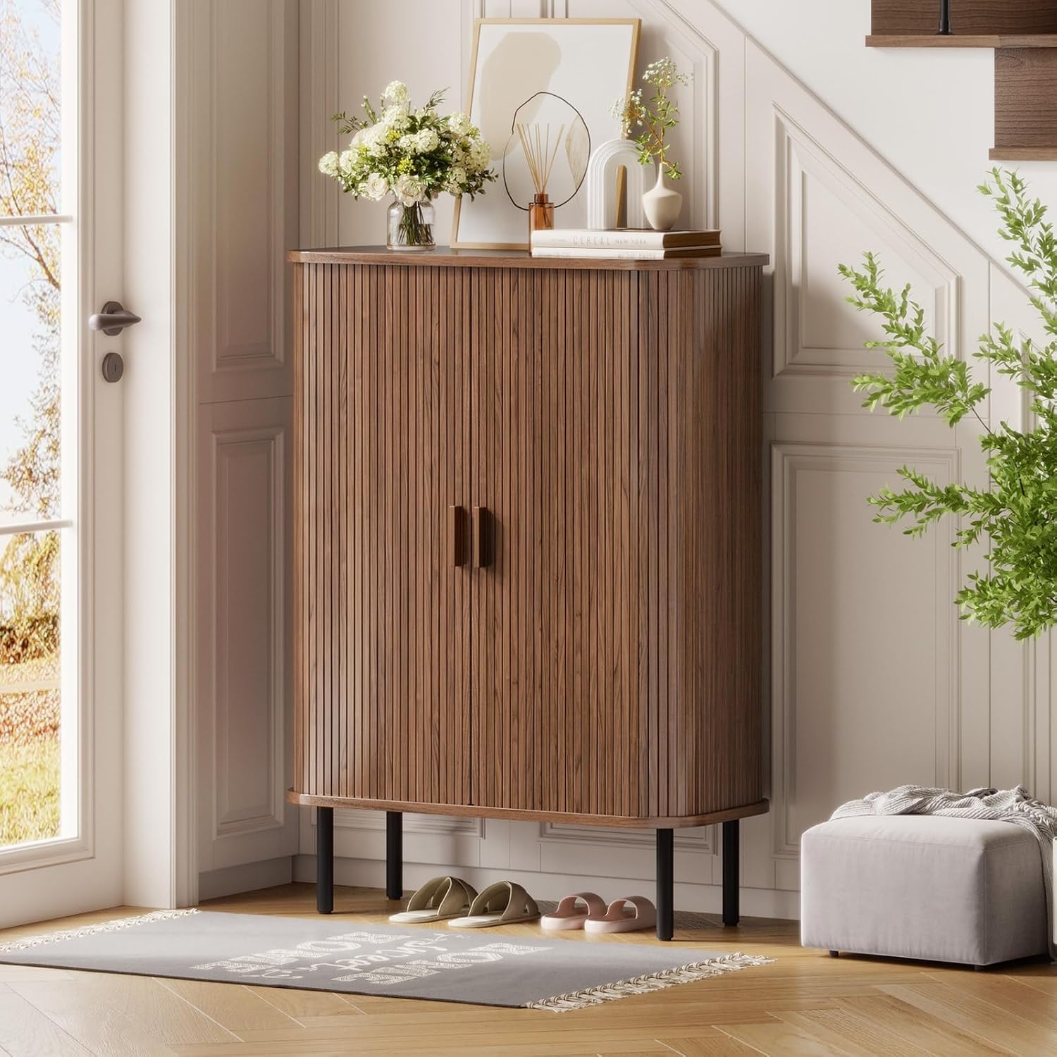 6-Tier Shoe Cabinet with Sliding Doors