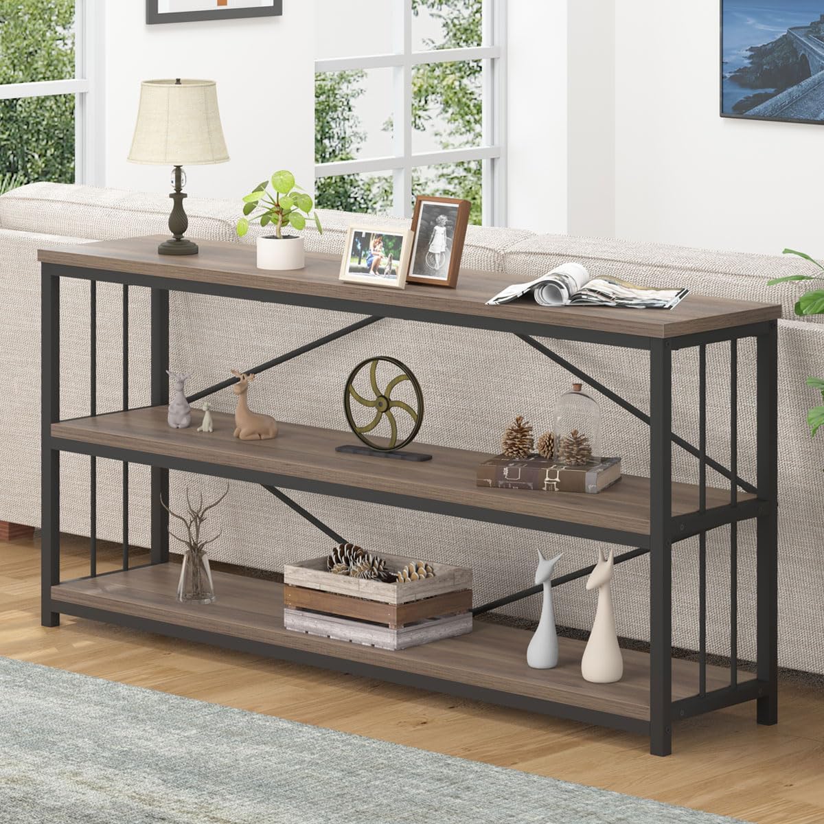 63" Rustic Oak Console Table