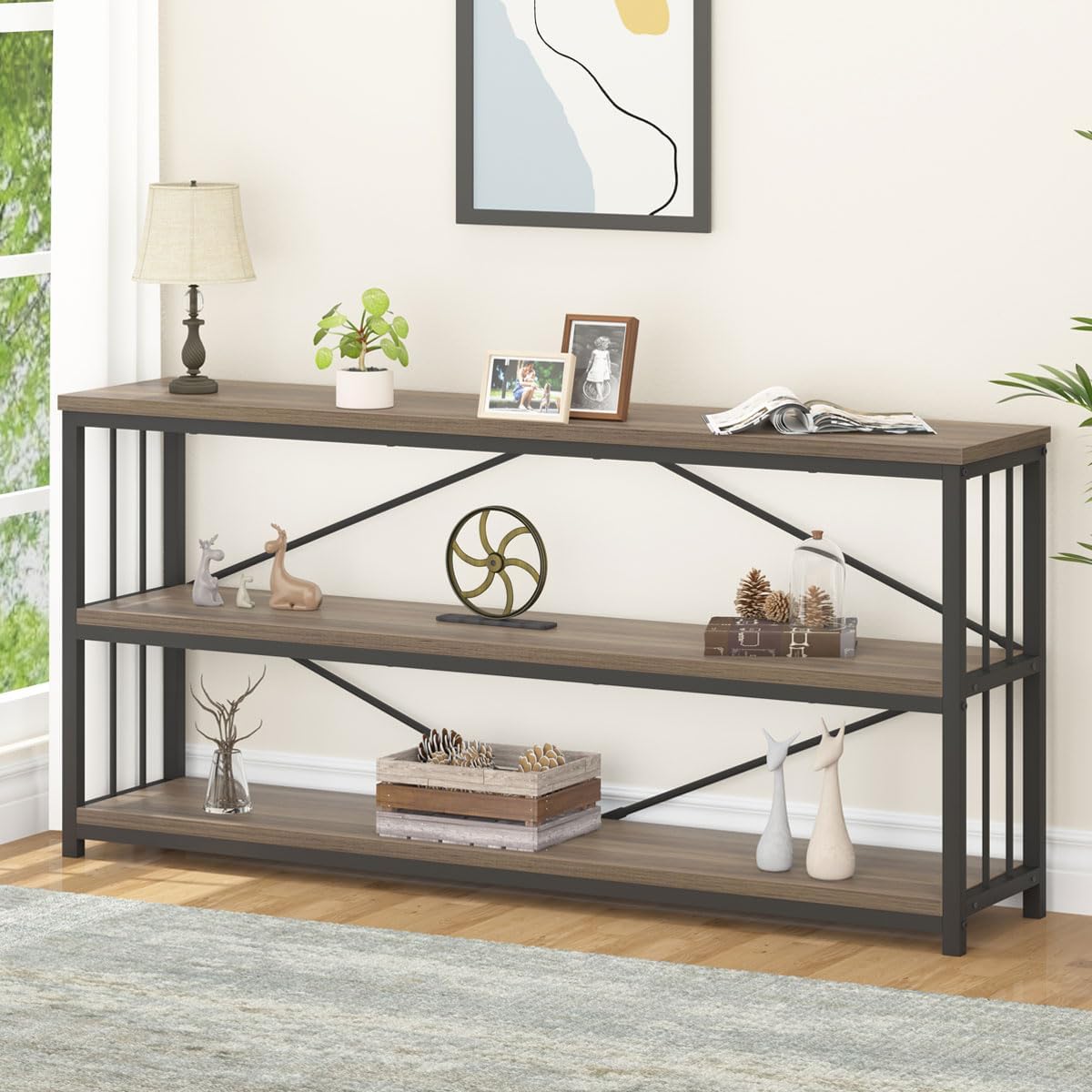 63" Rustic Oak Console Table