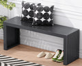 35" Black Bamboo Slatted Dining Bench