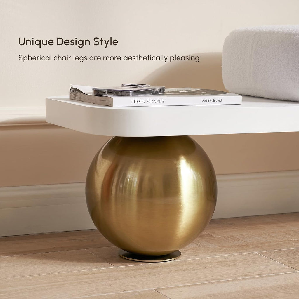 47.2" Boucle Bench with Abstract Metal Legs