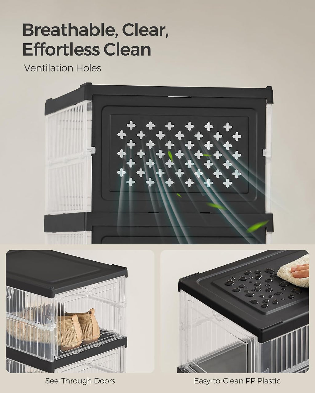 6-Tier Foldable Shoe Boxes, 18 Pack