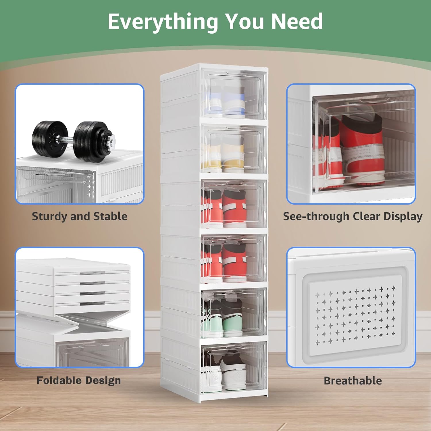 6-Tier Foldable Stackable Shoe Storage Boxes