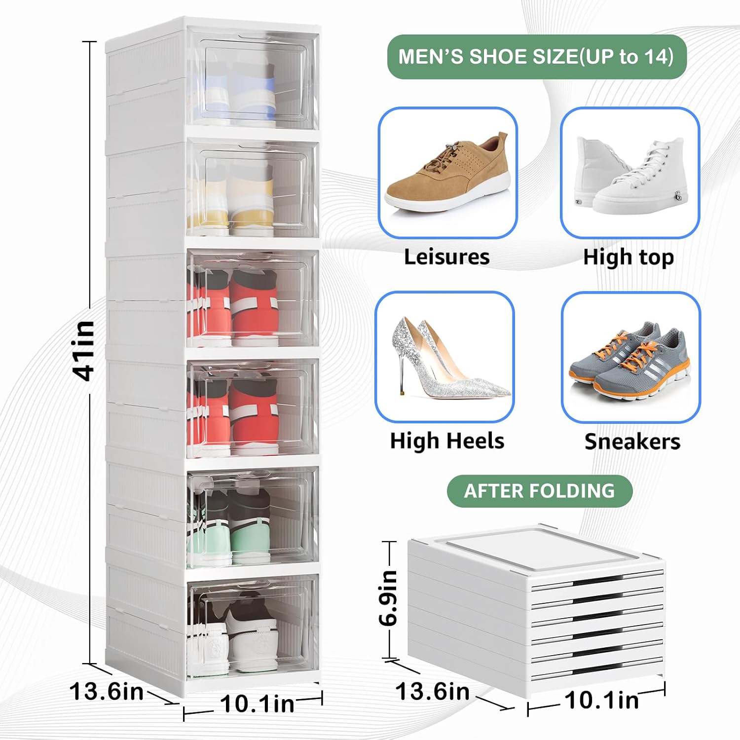 6-Tier Foldable Stackable Shoe Storage Boxes