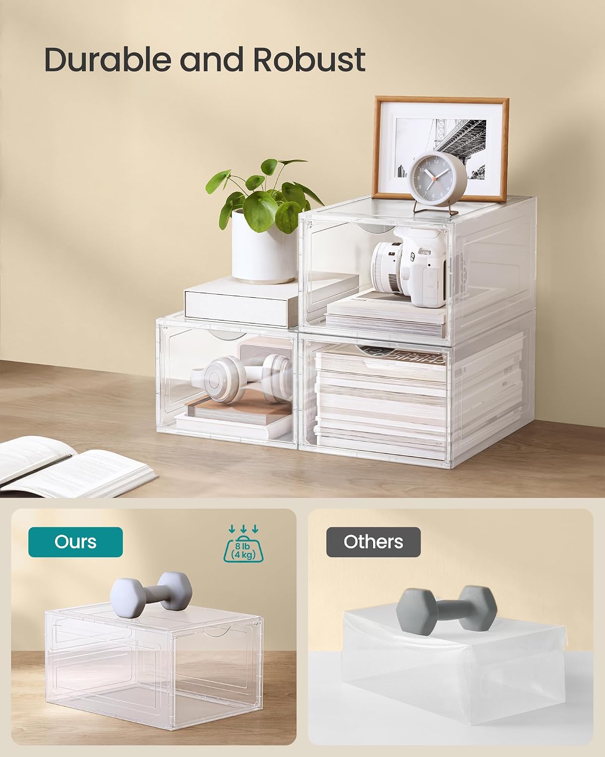 Clear Shoe Boxes, 6 Pack