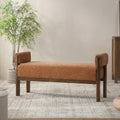 51.8" Orange Upholstered Bench with Arms