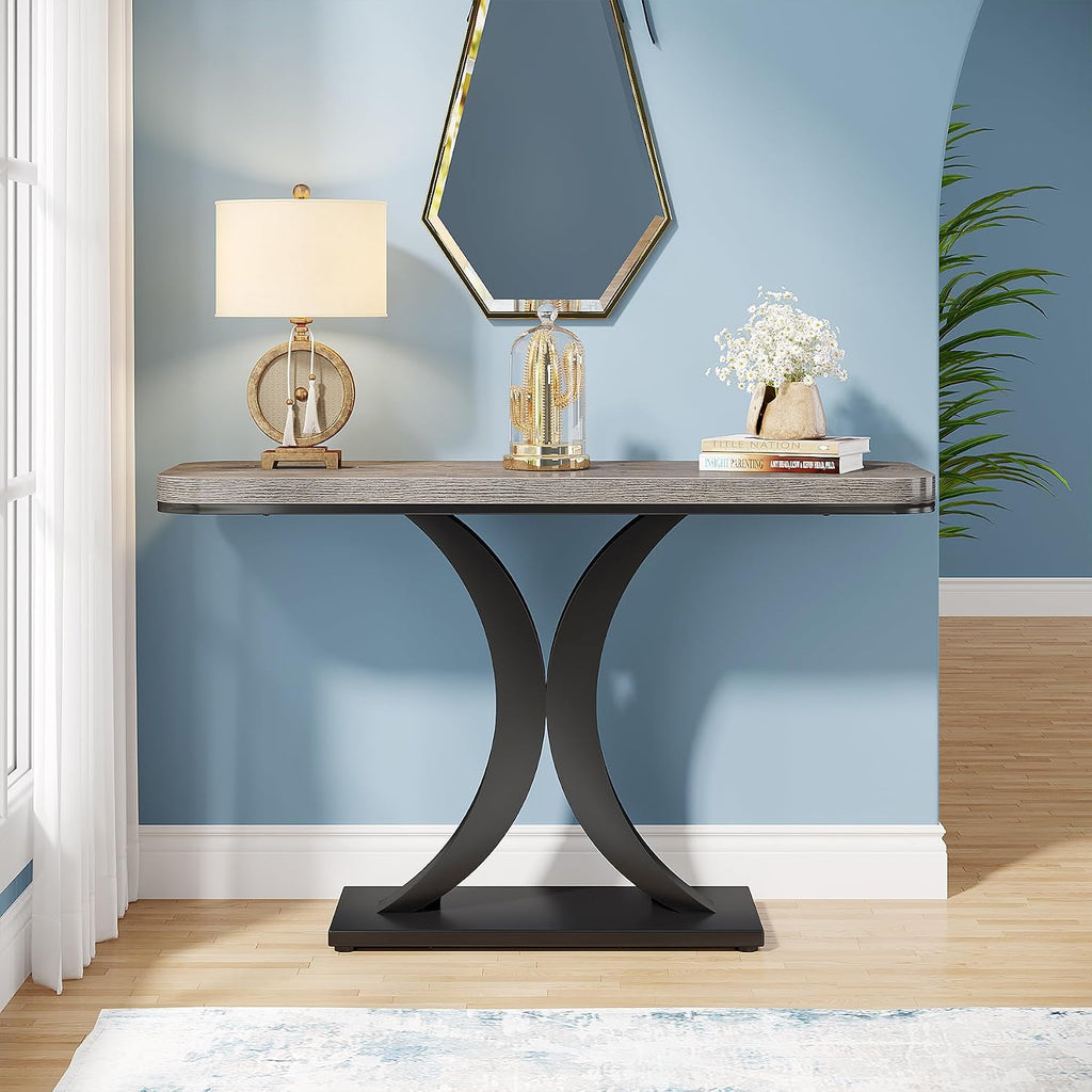 40" Rustic Geometric Console Table