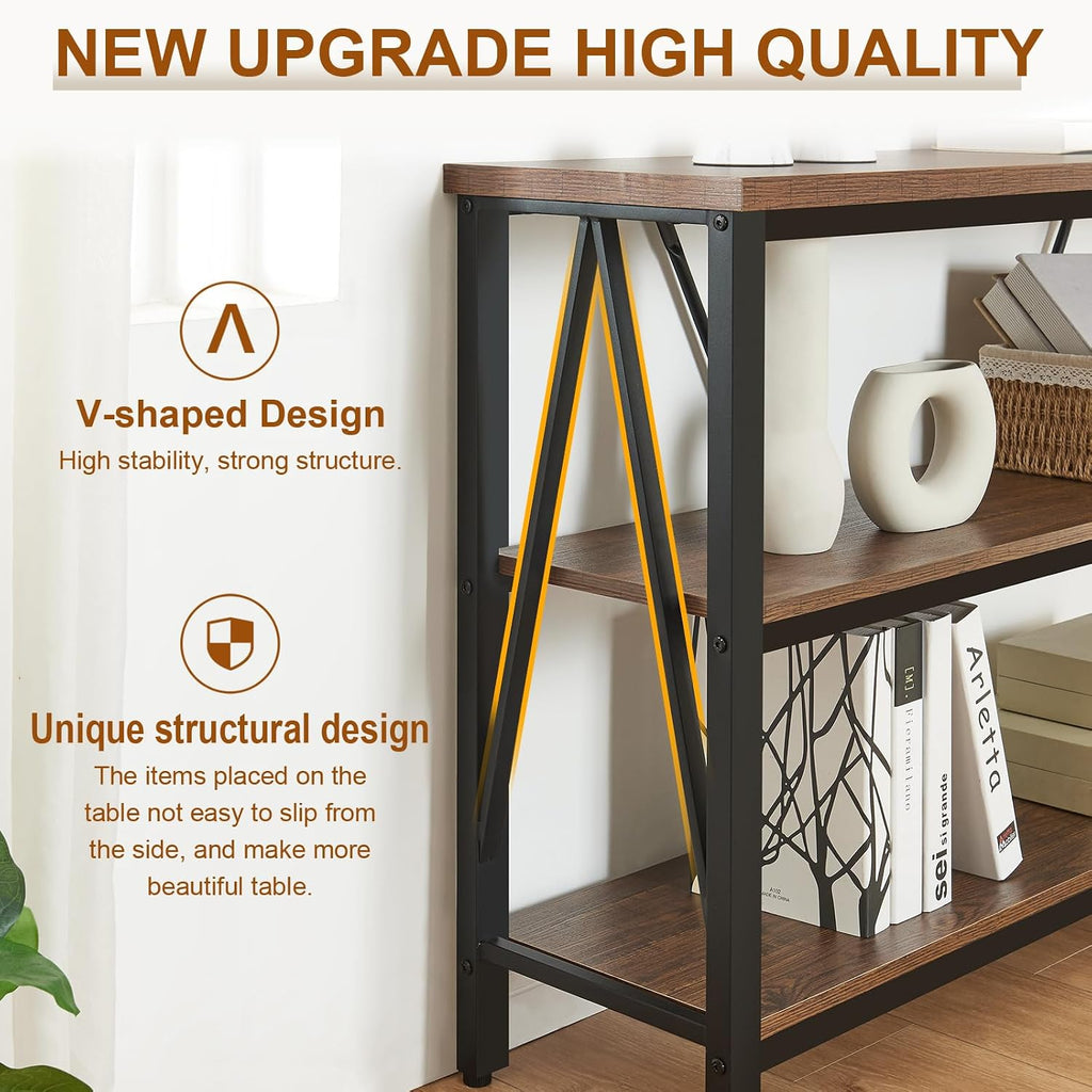47" Brown 3-Tier Entryway Console Table