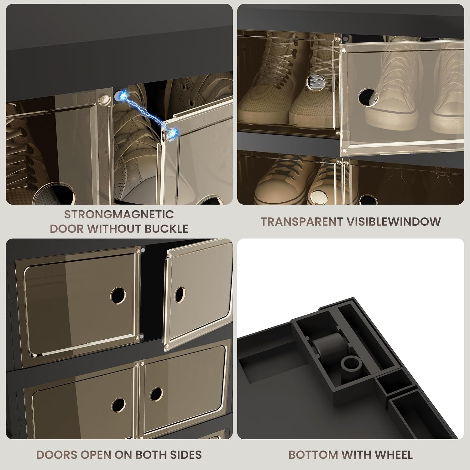 9-Tier Foldable Shoe Cabinet with Wheels