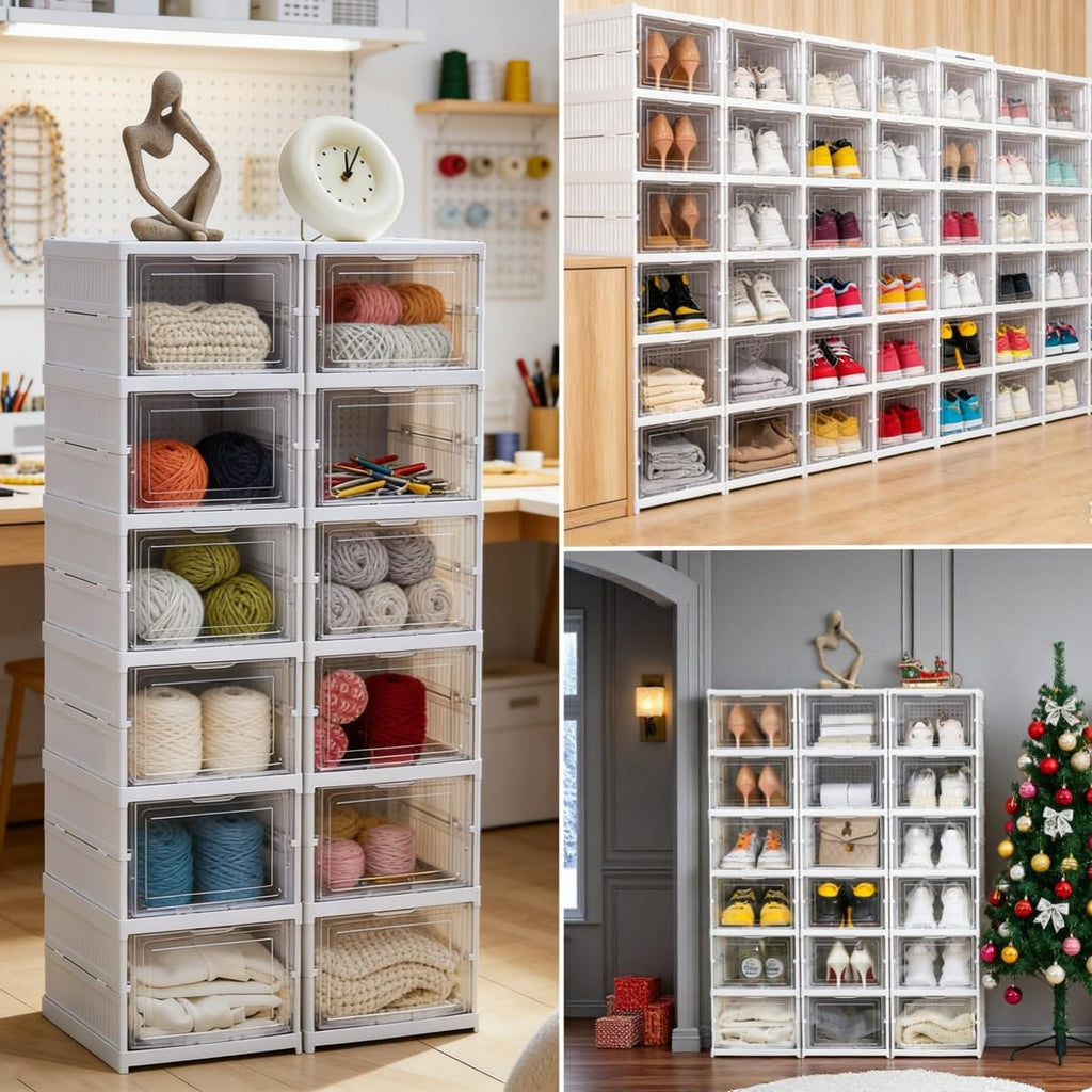 6-Tier Foldable Clear Shoe Storage Box