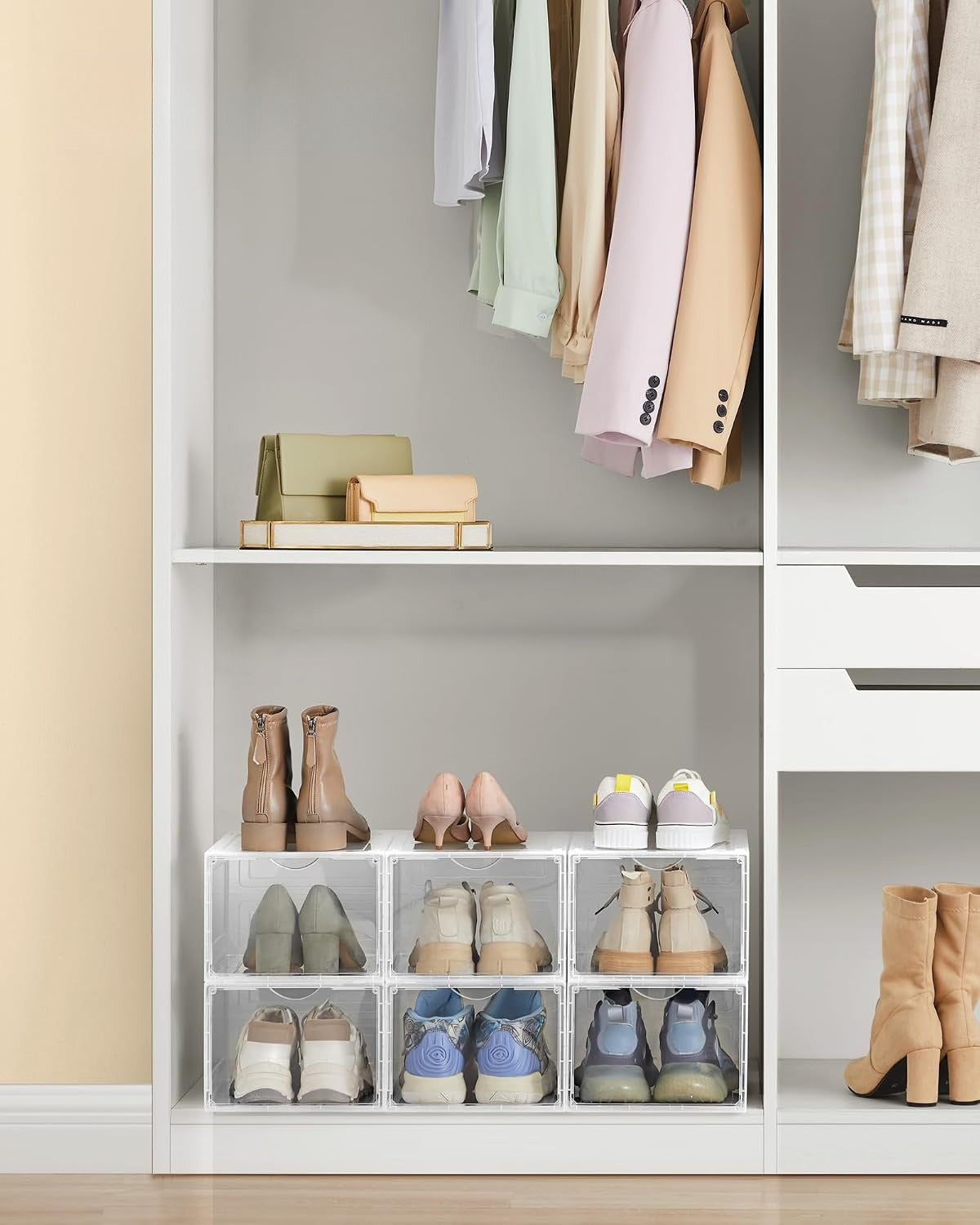 Clear Shoe Boxes, 6 Pack