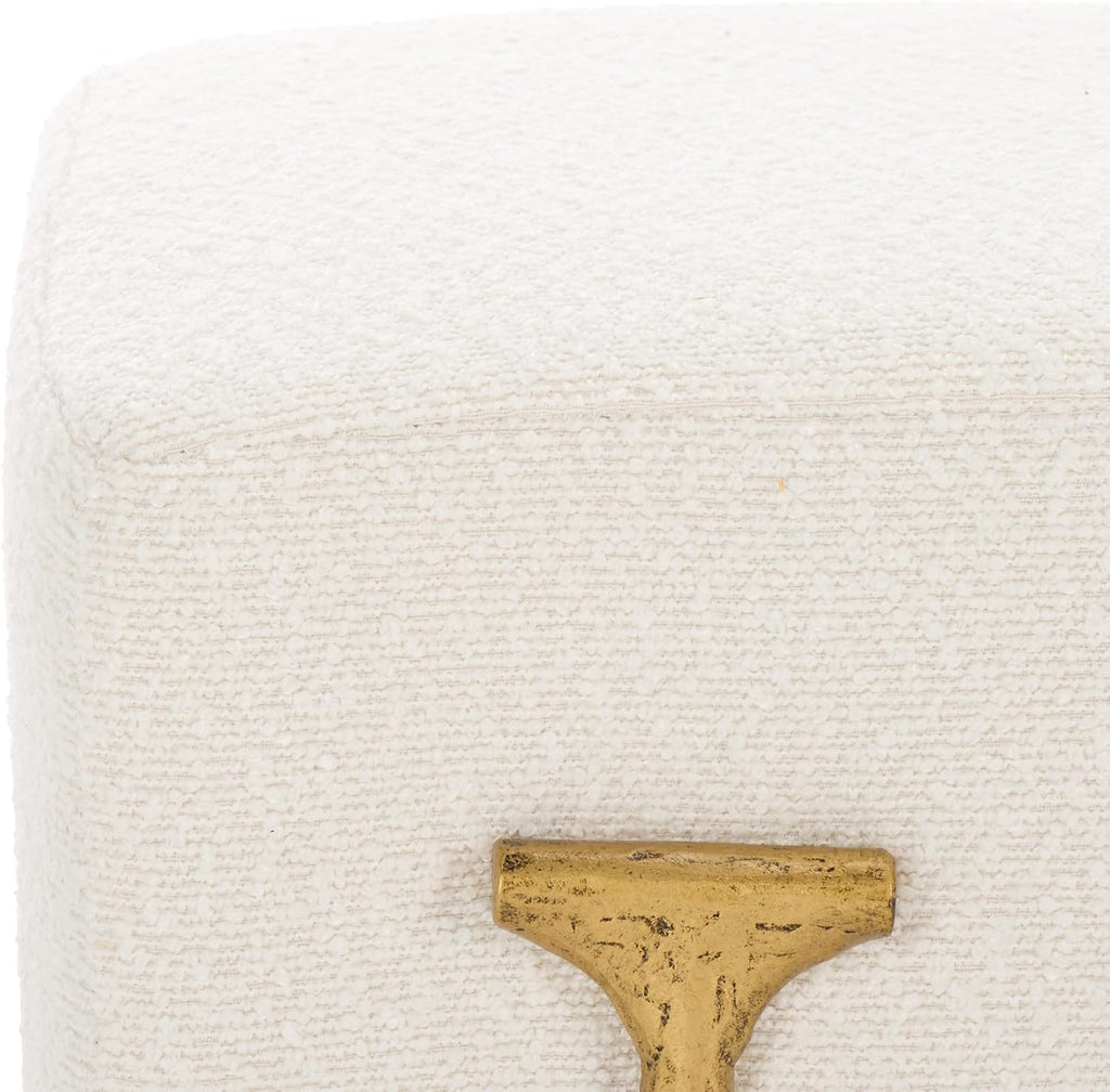 Ivory Boucle Brass Bench