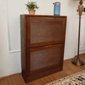 Walnut Fluted Shoe Cabinet with 2 Flip Drawers
