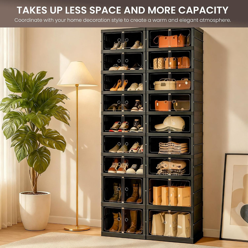 9-Tier Foldable Shoe Cabinet with Wheels