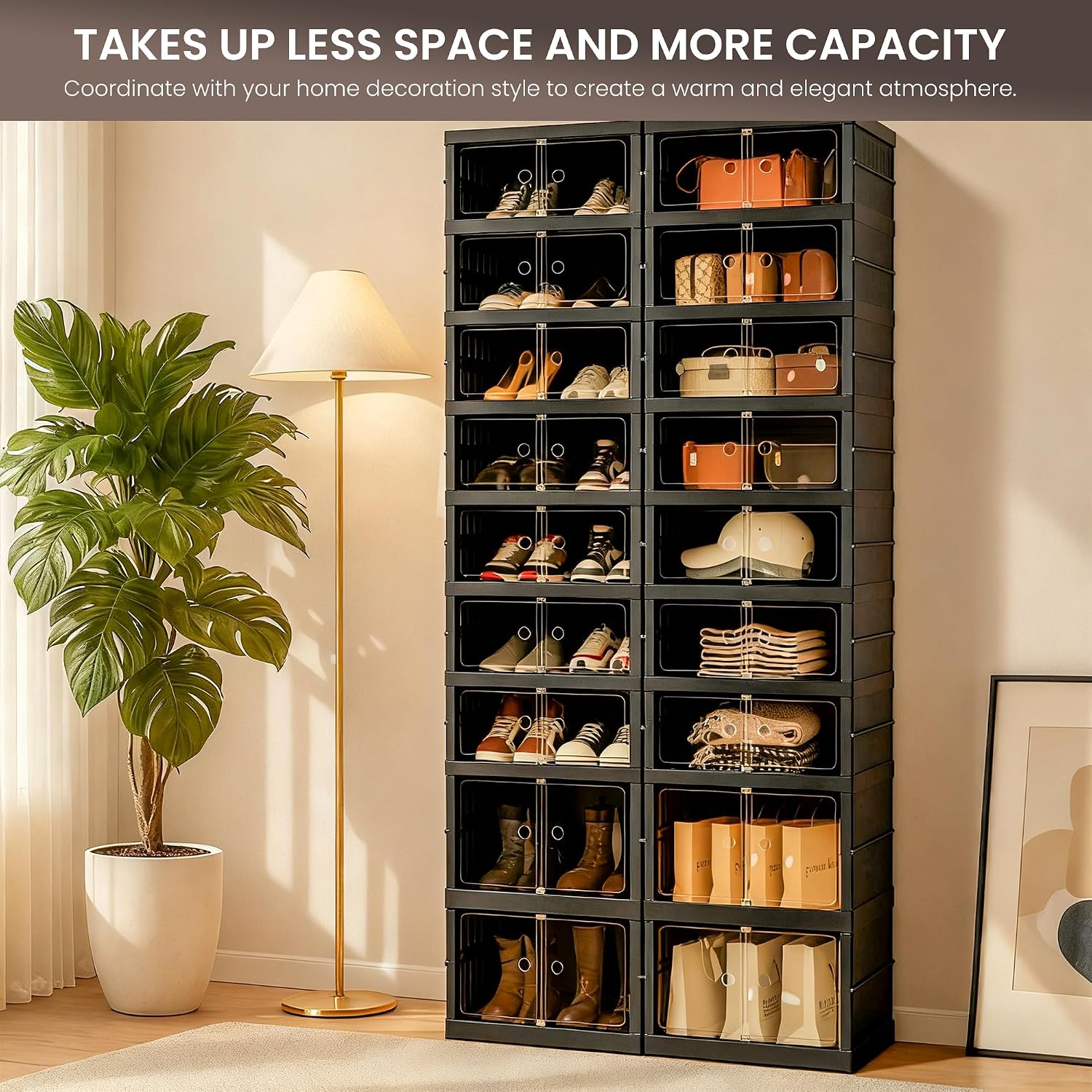 9-Tier Foldable Shoe Cabinet with Wheels