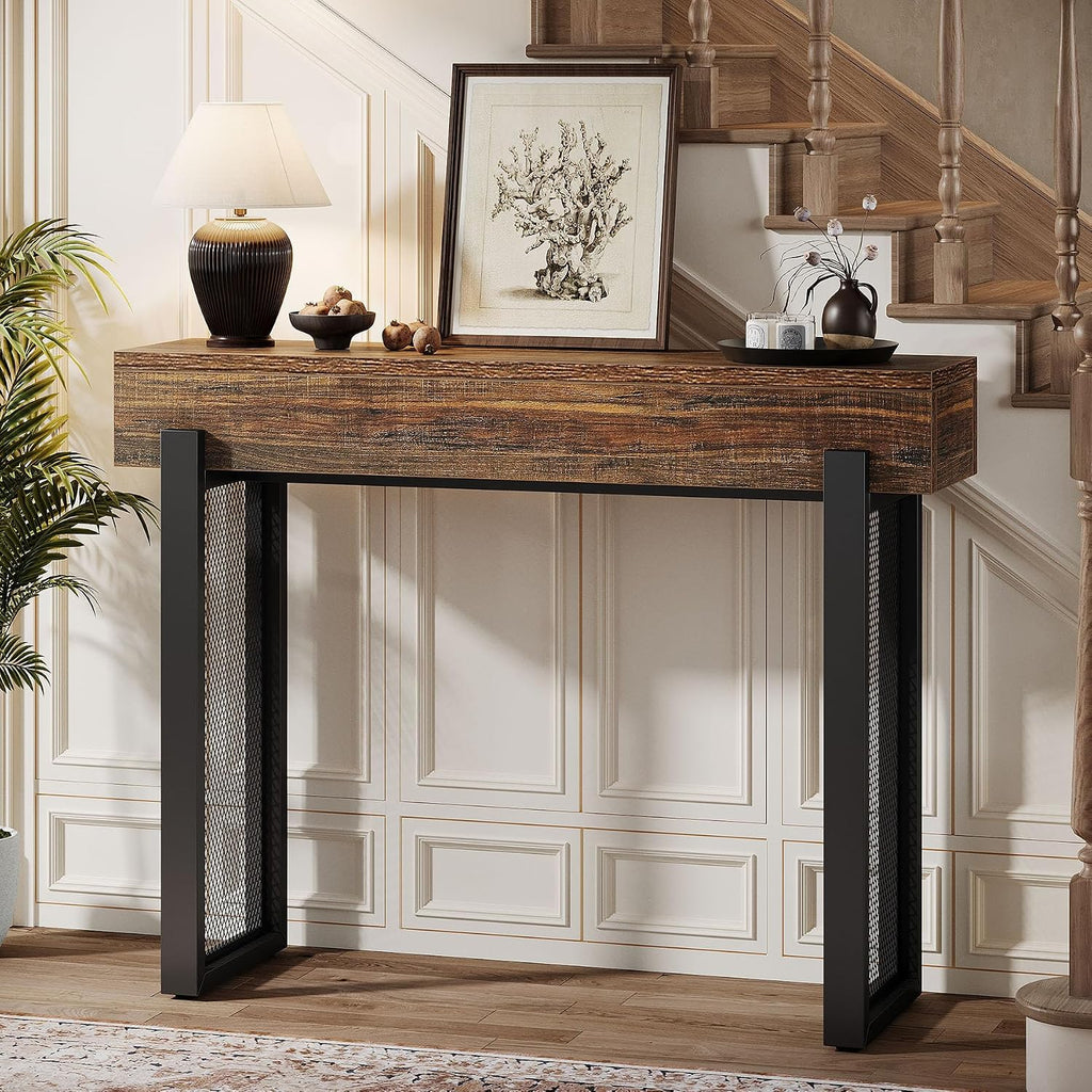 41" Rustic Console Table with Mesh Legs