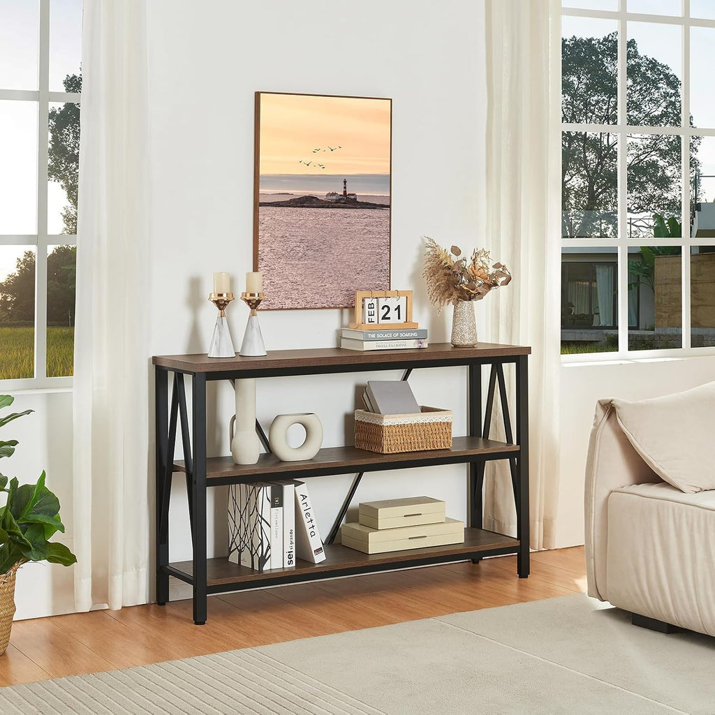 47" Brown 3-Tier Entryway Console Table
