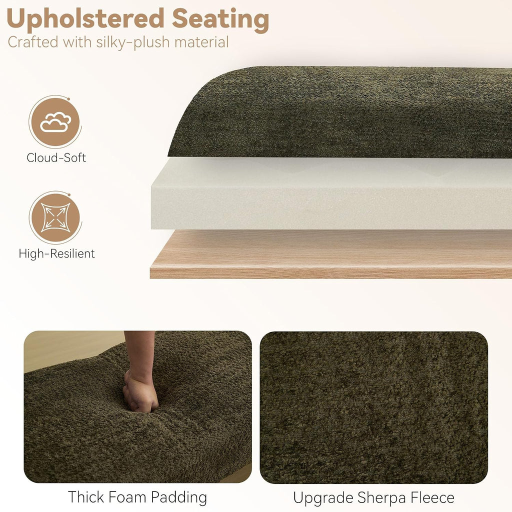 43" Green Upholstered Bench