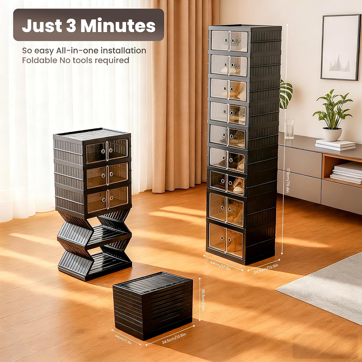 9-Tier Foldable Shoe Cabinet with Wheels