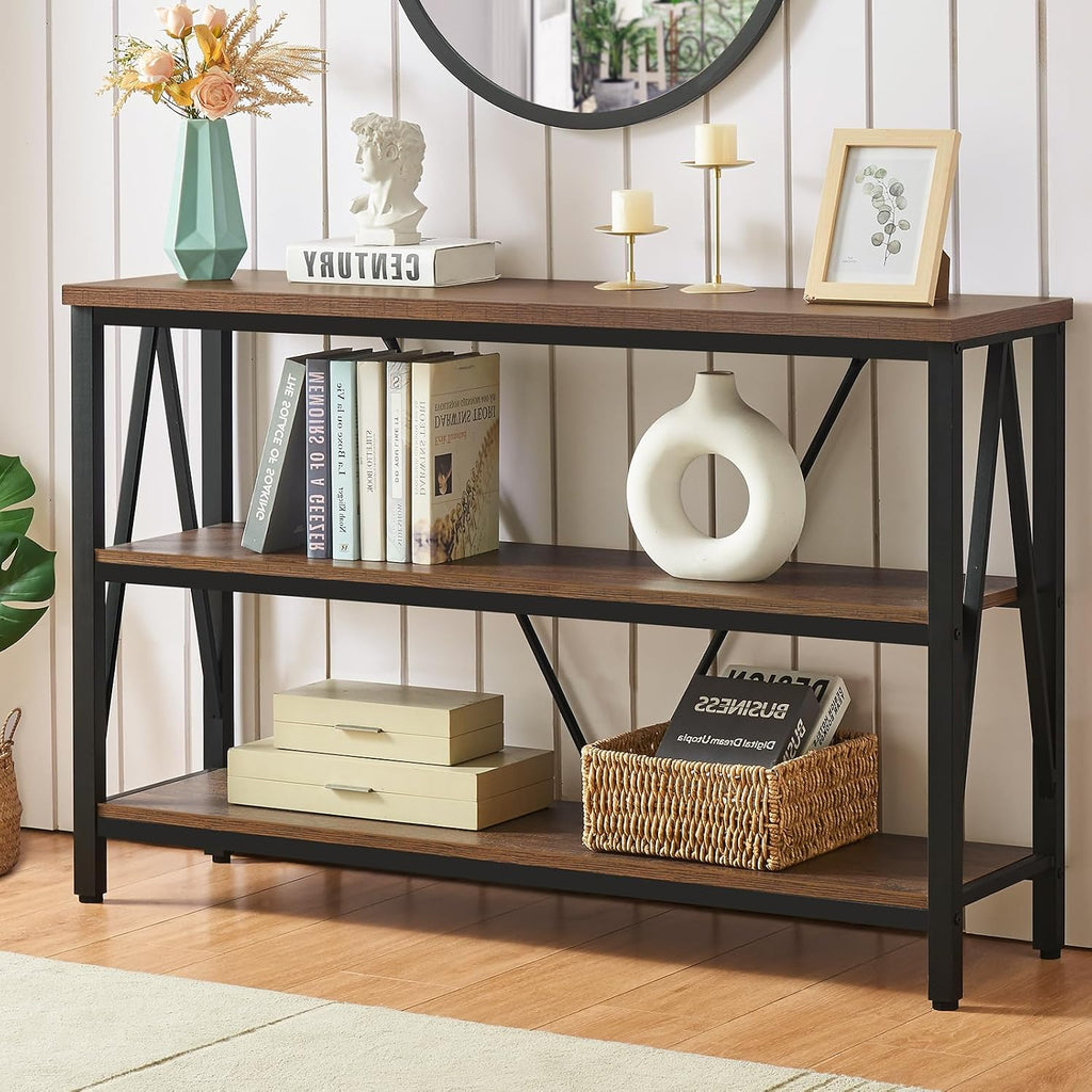 47" Brown 3-Tier Entryway Console Table