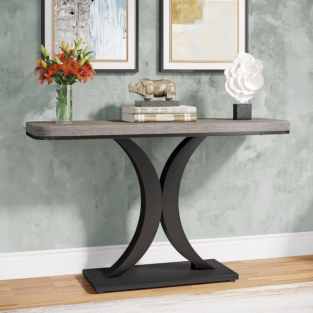 40" Rustic Geometric Console Table