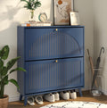 Navy Blue Shoe Cabinet with 2 Flip Drawers