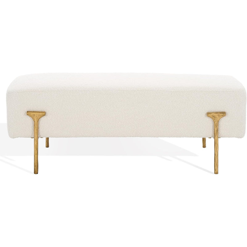 Ivory Boucle Brass Bench