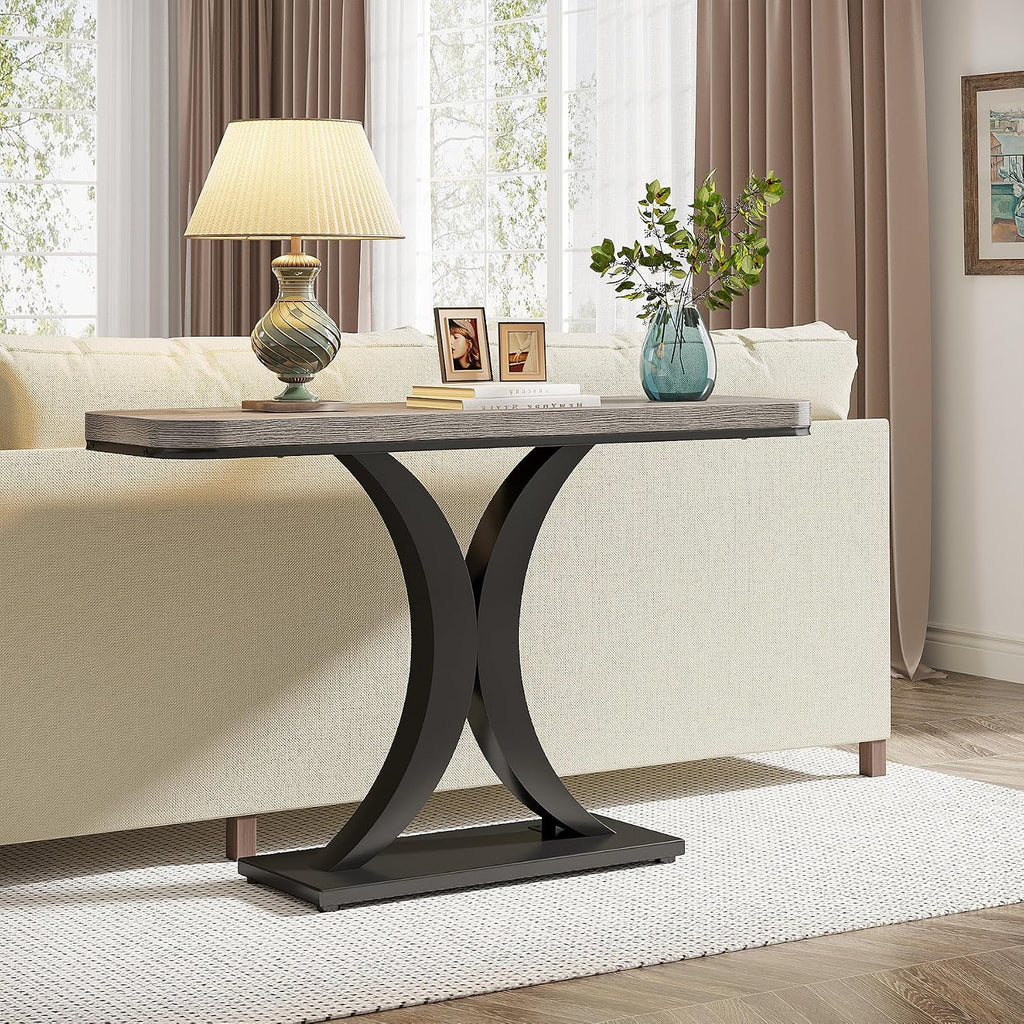 40" Rustic Geometric Console Table