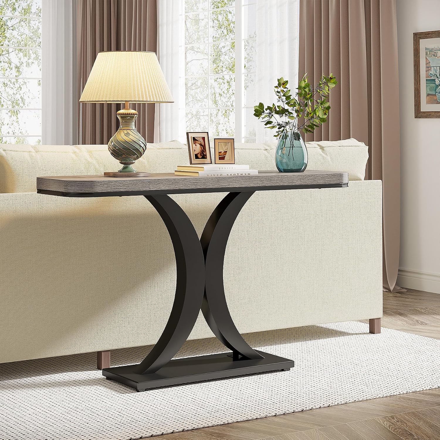 40" Rustic Geometric Console Table