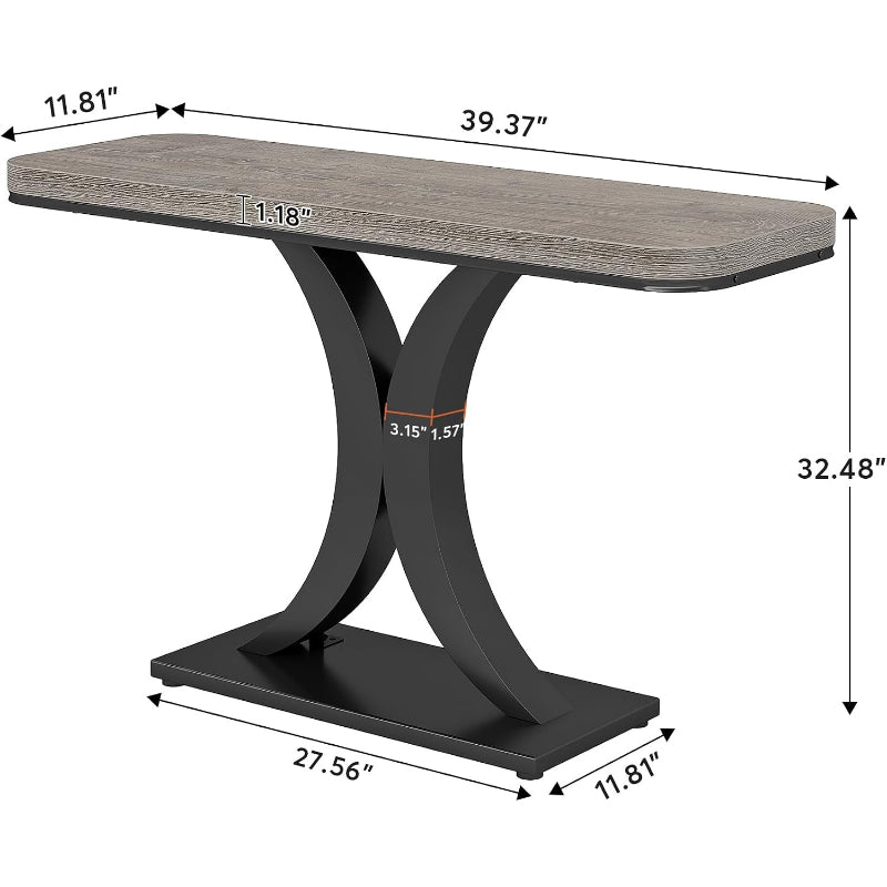 40" Rustic Geometric Console Table
