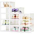 Clear Stackable Foldable Small Shoe Boxes,12-Pack