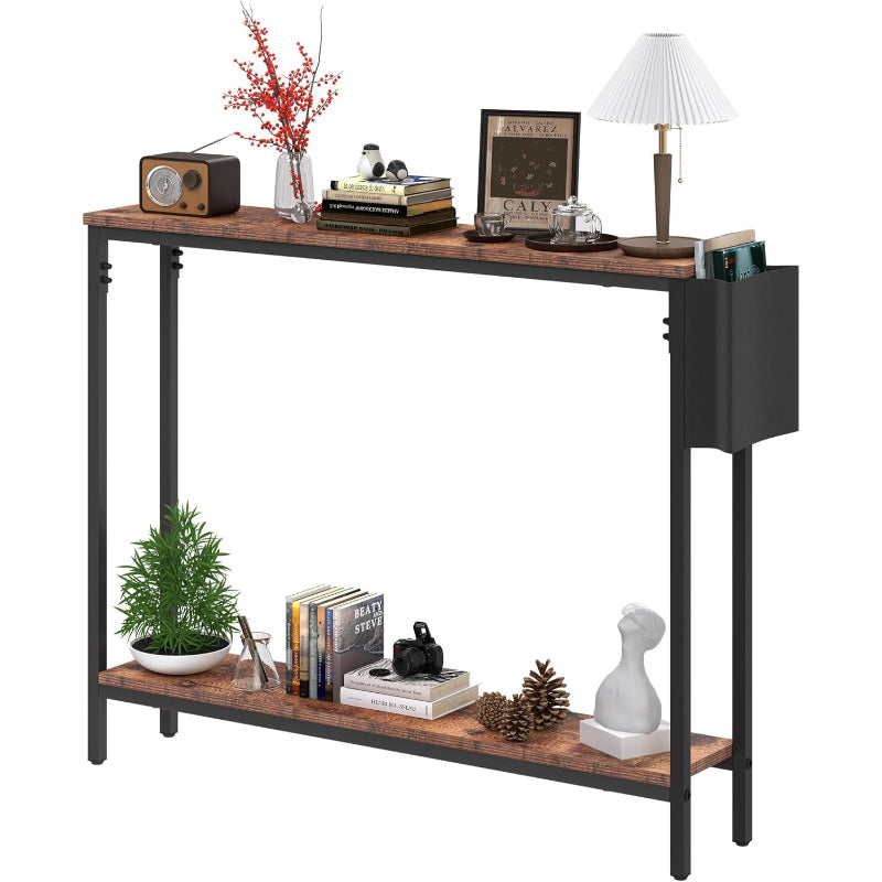 39.4" 2-Tier Rustic Console Table