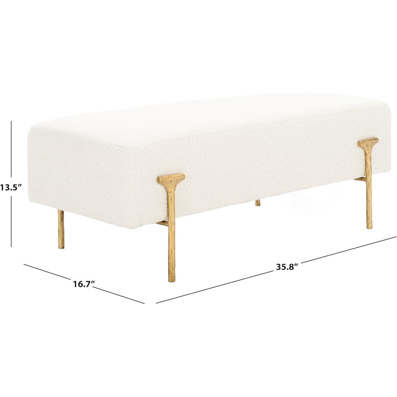 Ivory Boucle Brass Bench