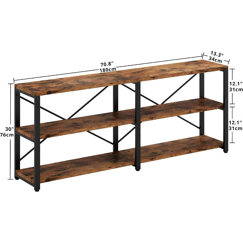 70.8" Vintage Brown 3-Tier Console Table