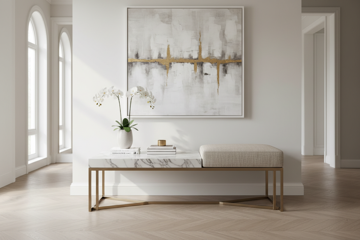 Marble Top Foyer Accent Bench